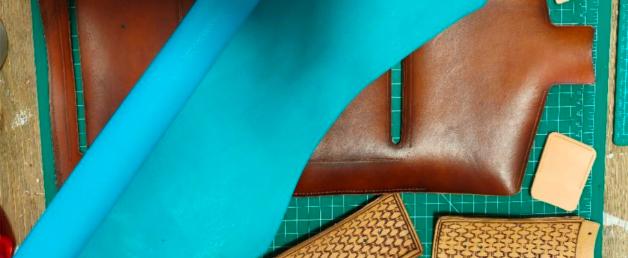 Working on the leather bag